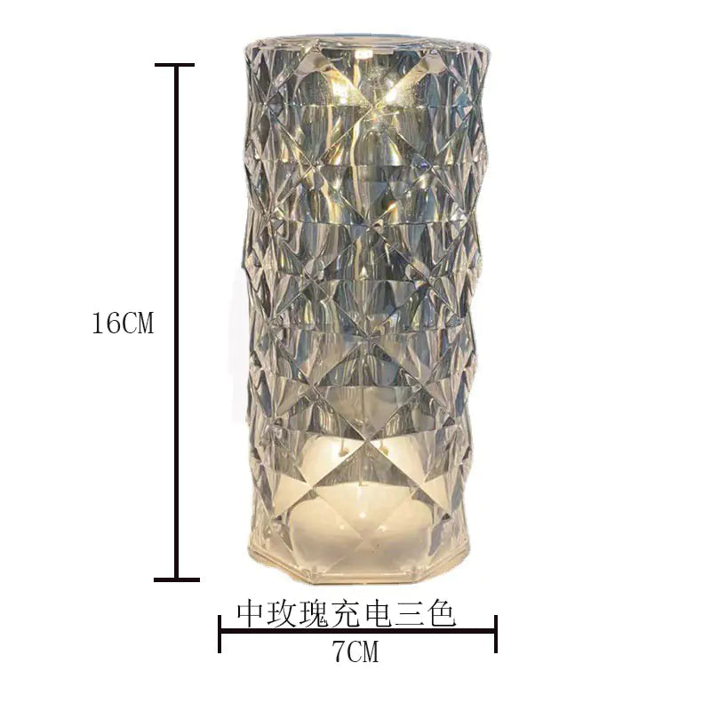 Modern Minimalist Touch Table Lamp with Crystal Rose