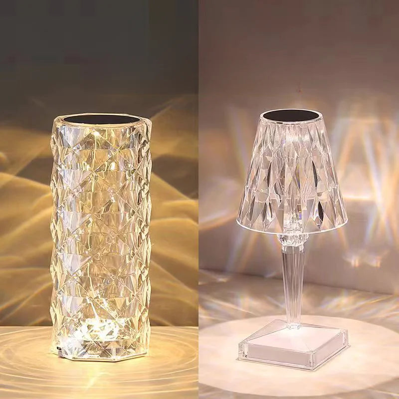 Modern Minimalist Touch Table Lamp with Crystal Rose