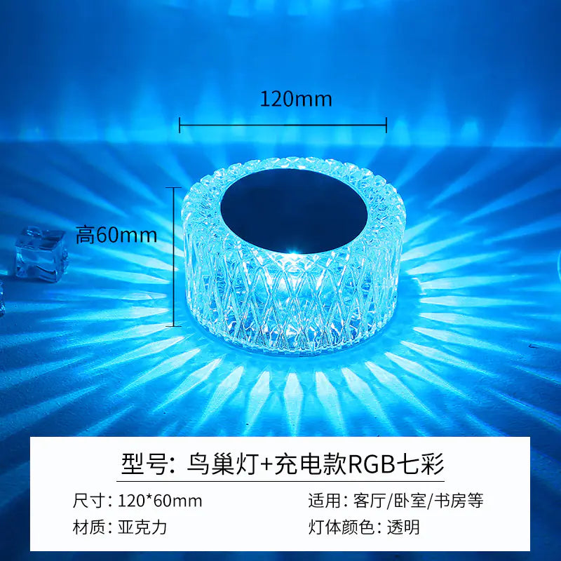 Modern Minimalist Touch Table Lamp with Crystal Rose