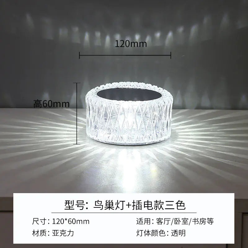 Modern Minimalist Touch Table Lamp with Crystal Rose