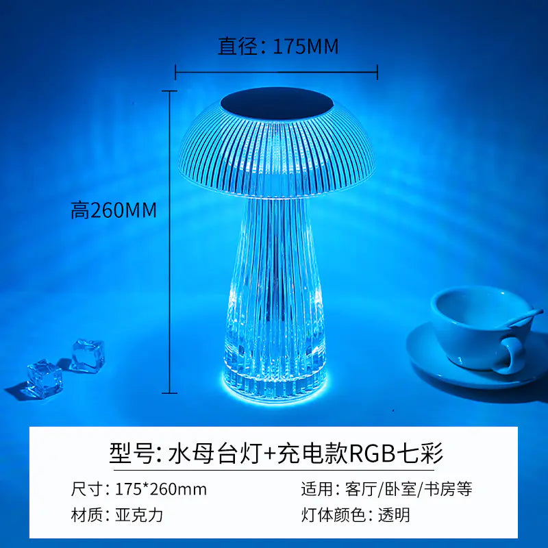 Modern Minimalist Touch Table Lamp with Crystal Rose