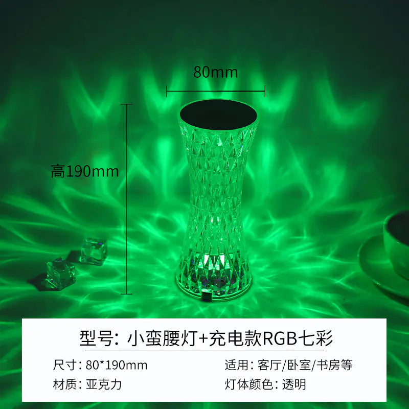 Modern Minimalist Touch Table Lamp with Crystal Rose