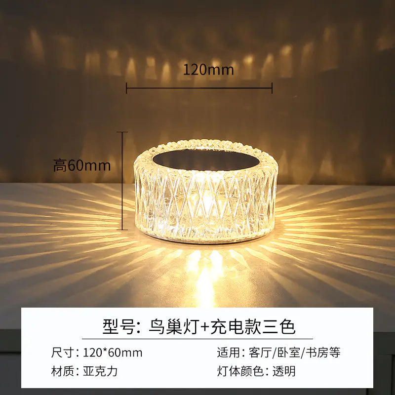 Modern Minimalist Touch Table Lamp with Crystal Rose