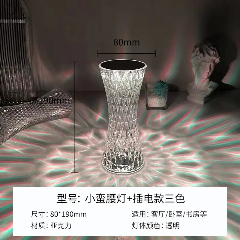 Modern Minimalist Touch Table Lamp with Crystal Rose