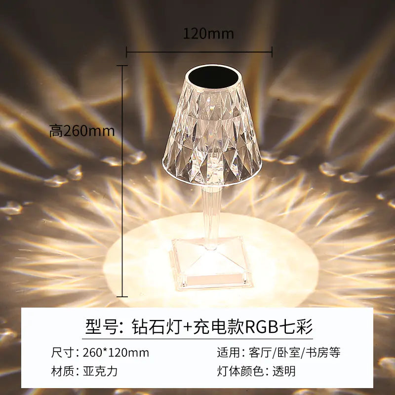 Modern Minimalist Touch Table Lamp with Crystal Rose