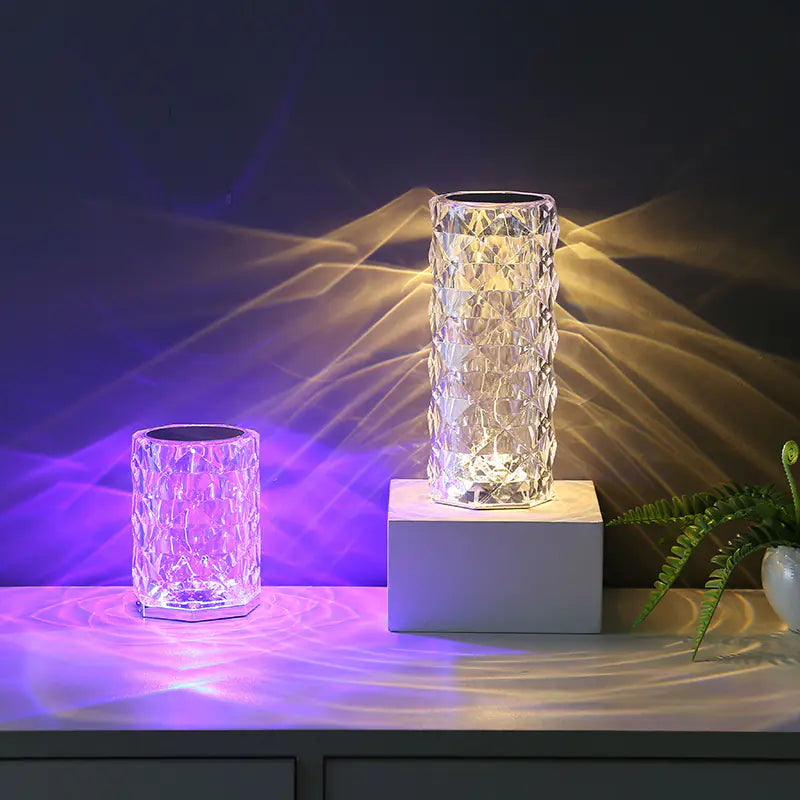 Modern Minimalist Touch Table Lamp with Crystal Rose