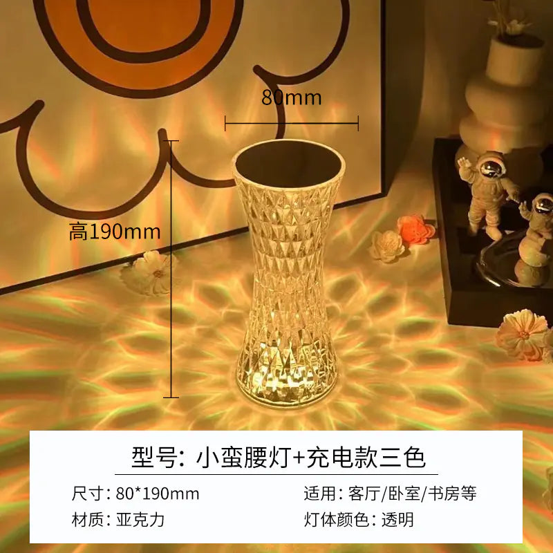 Modern Minimalist Touch Table Lamp with Crystal Rose