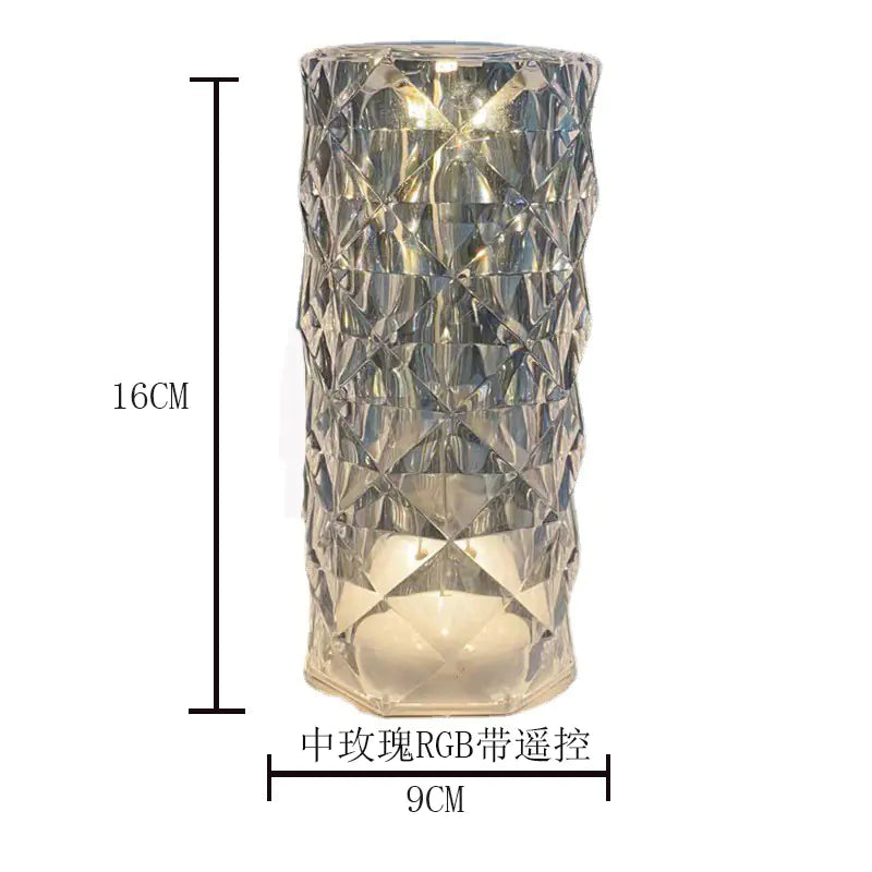 Modern Minimalist Touch Table Lamp with Crystal Rose