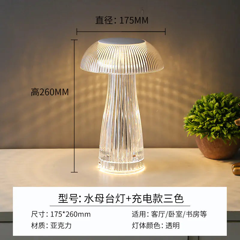 Modern Minimalist Touch Table Lamp with Crystal Rose